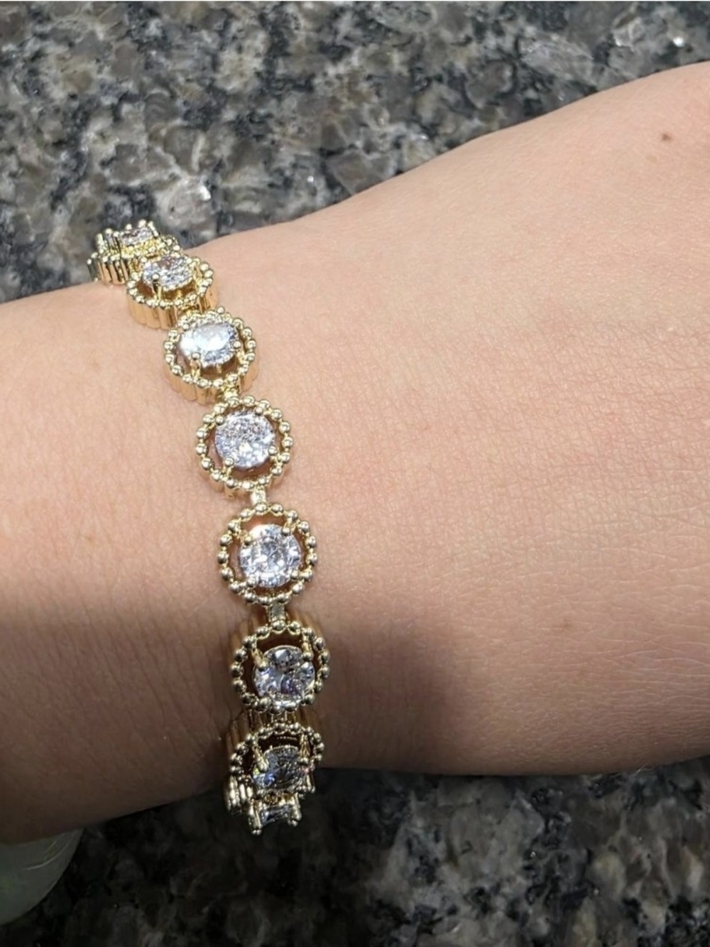 Gold Halo Cubic Zirconia Tennis Bracelet - Women Jewelry
